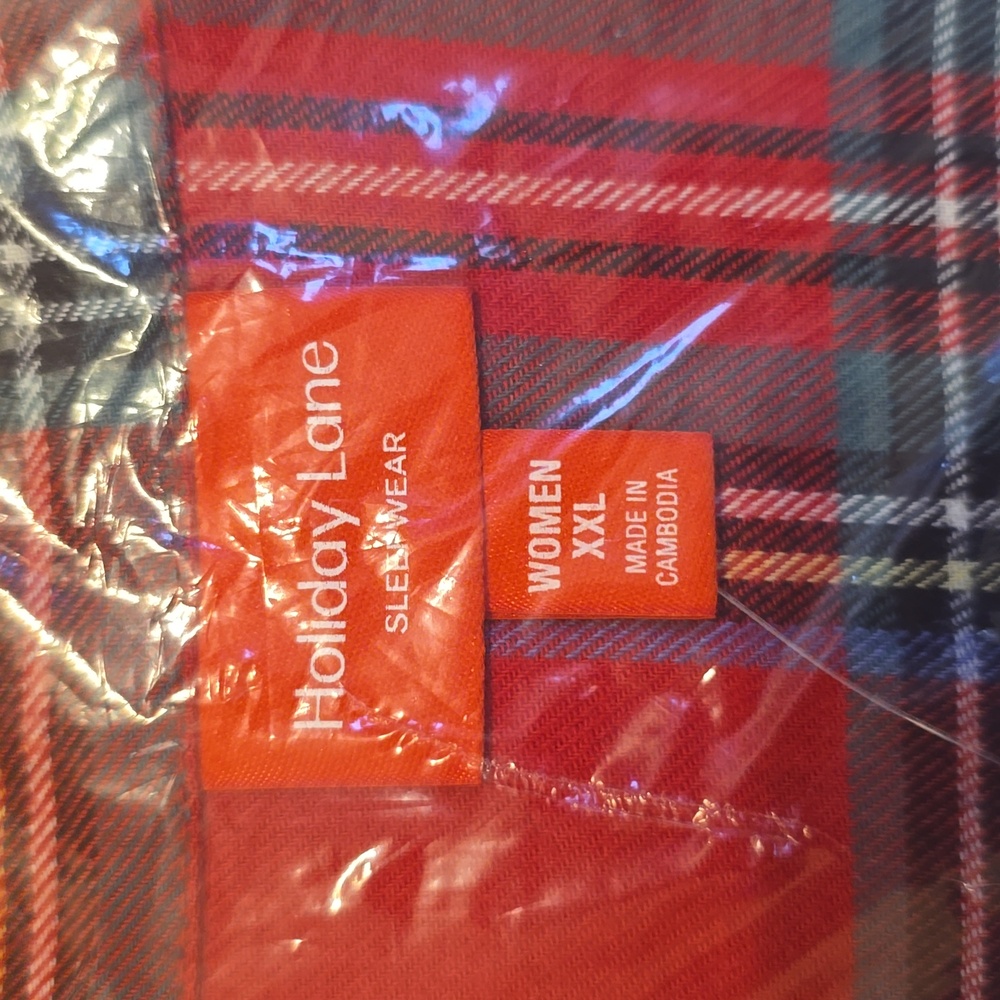 Holiday Lane Women's Pajama Set XXL Brinkley Plaid Notch Collar NWT - Picture 2 of 7